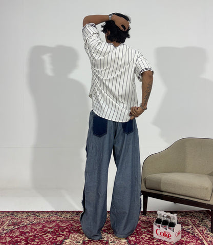 Men's Patchwork Panel Baggy Denim
