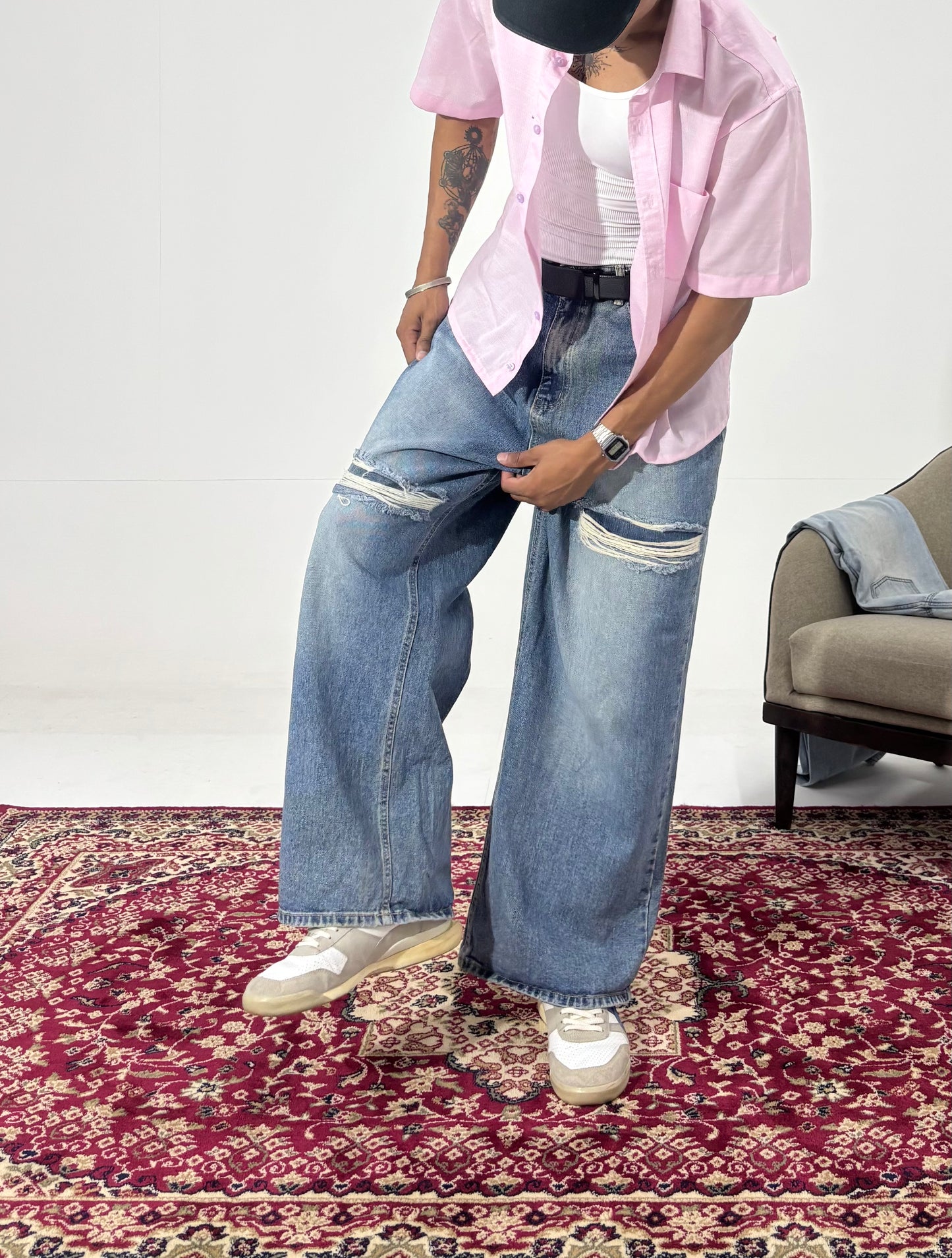 Men's Rebel Rip Wide-Leg Denim