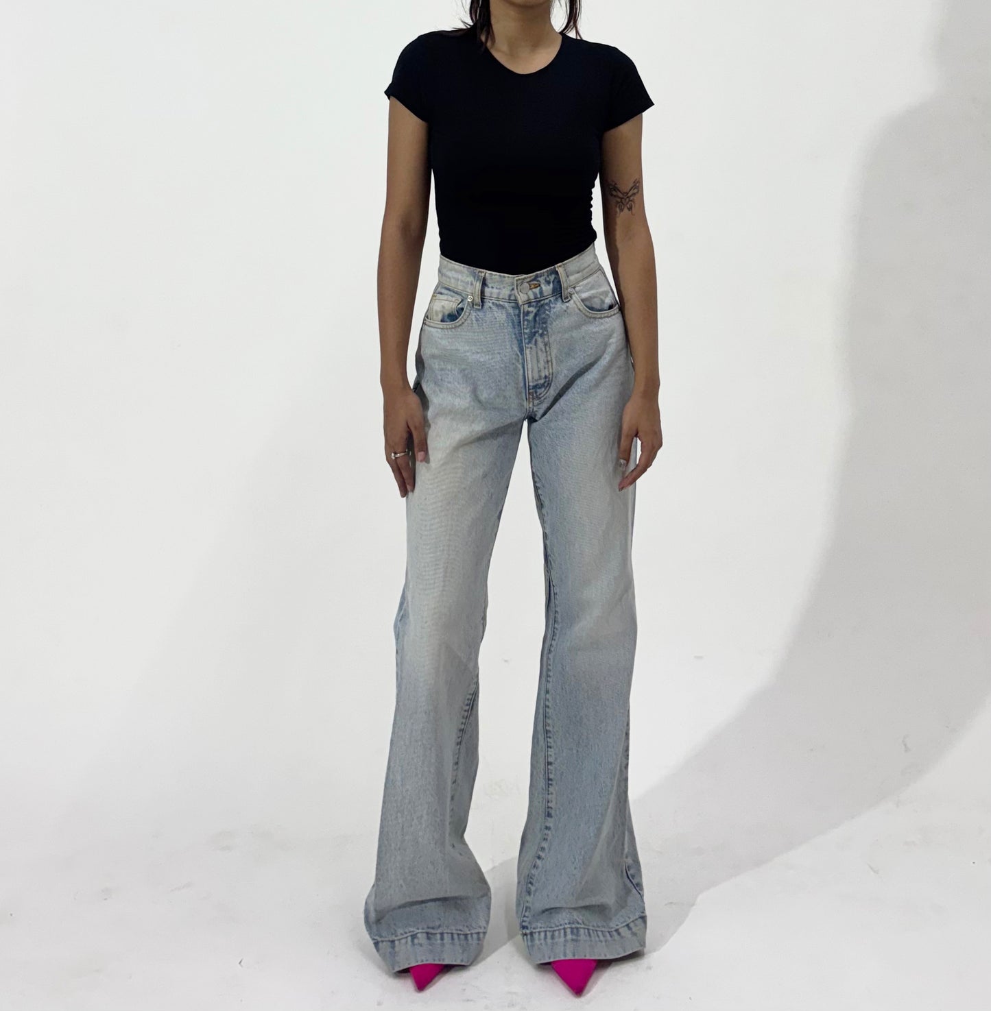 Star Detailed Wide Leg Women's Jeans