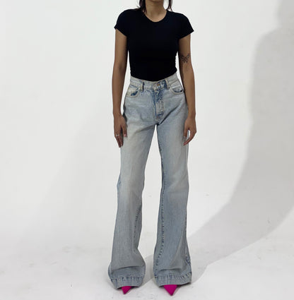 Star Detailed Wide Leg Women's Jeans