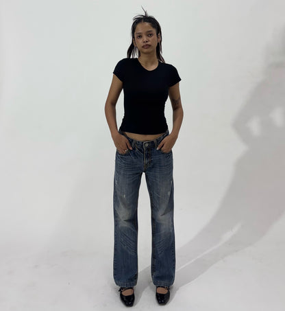 Vintage Wash Straight Leg Jeans