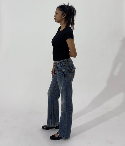 Vintage Wash Straight Leg Jeans