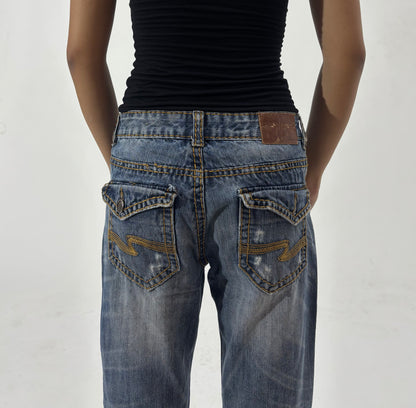 Vintage Wash Straight Leg Jeans