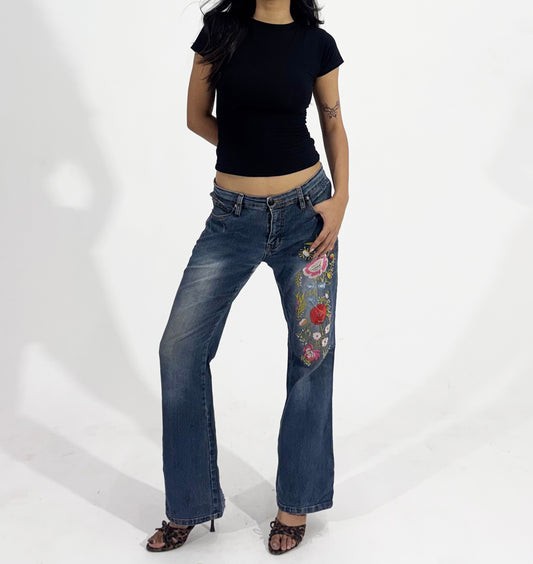 Floral Embroidered Bootcut Women's Jeans