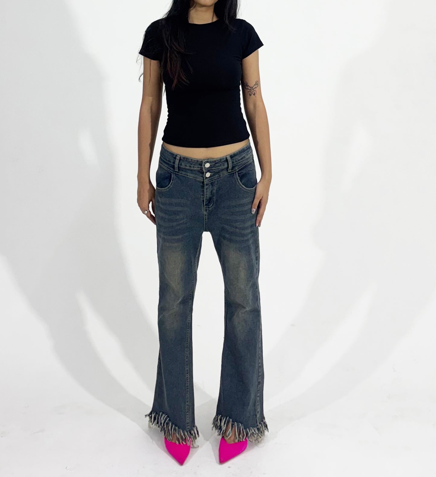 Frayed Hem Flare Women's Jeans