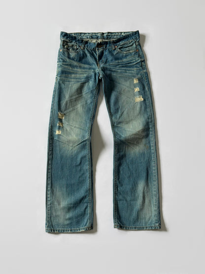 Eyelet work wash Jeans