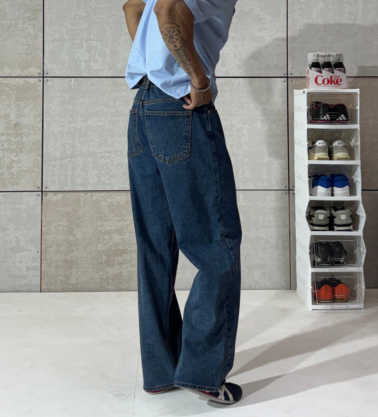 Men's Vintage Blue Wide Leg Denim Jeans