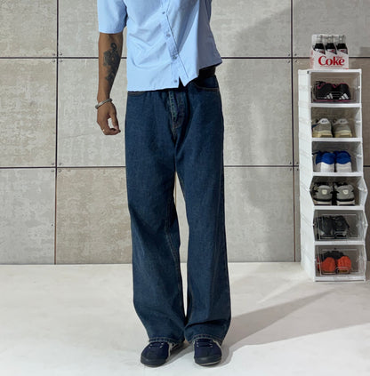 Men's Vintage Blue Wide Leg Denim Jeans