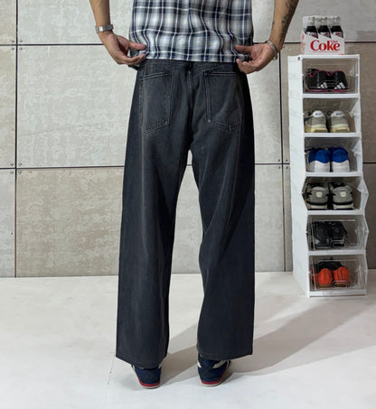 Men's Washed Black Wide Leg Denim