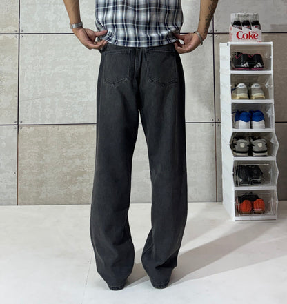 Men's Washed Black Wide Leg Denim