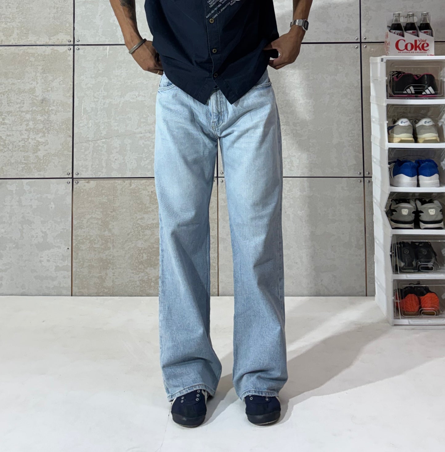 Men's Ice Blue Relaxed Fit Denim