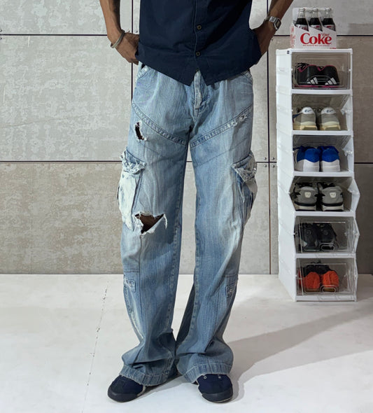 Men's Cargo Distressed Denim