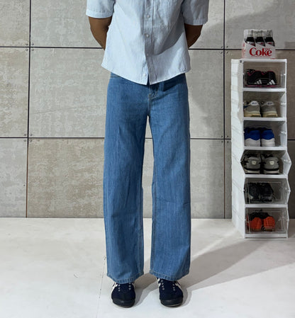 Men's Classic Mid-Wash Wide-Leg Denim