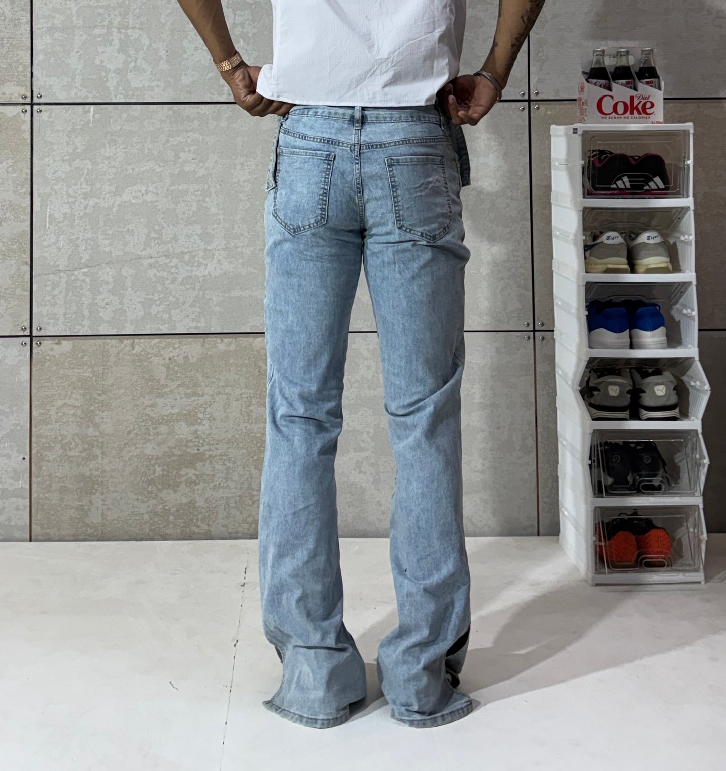 Men's Vintage Ice Wash Flared Jeans – Low Rise Y2K Denim