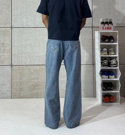 Men's Vintage Light Wash Wide-Leg Denim – Distressed Y2K Jeans