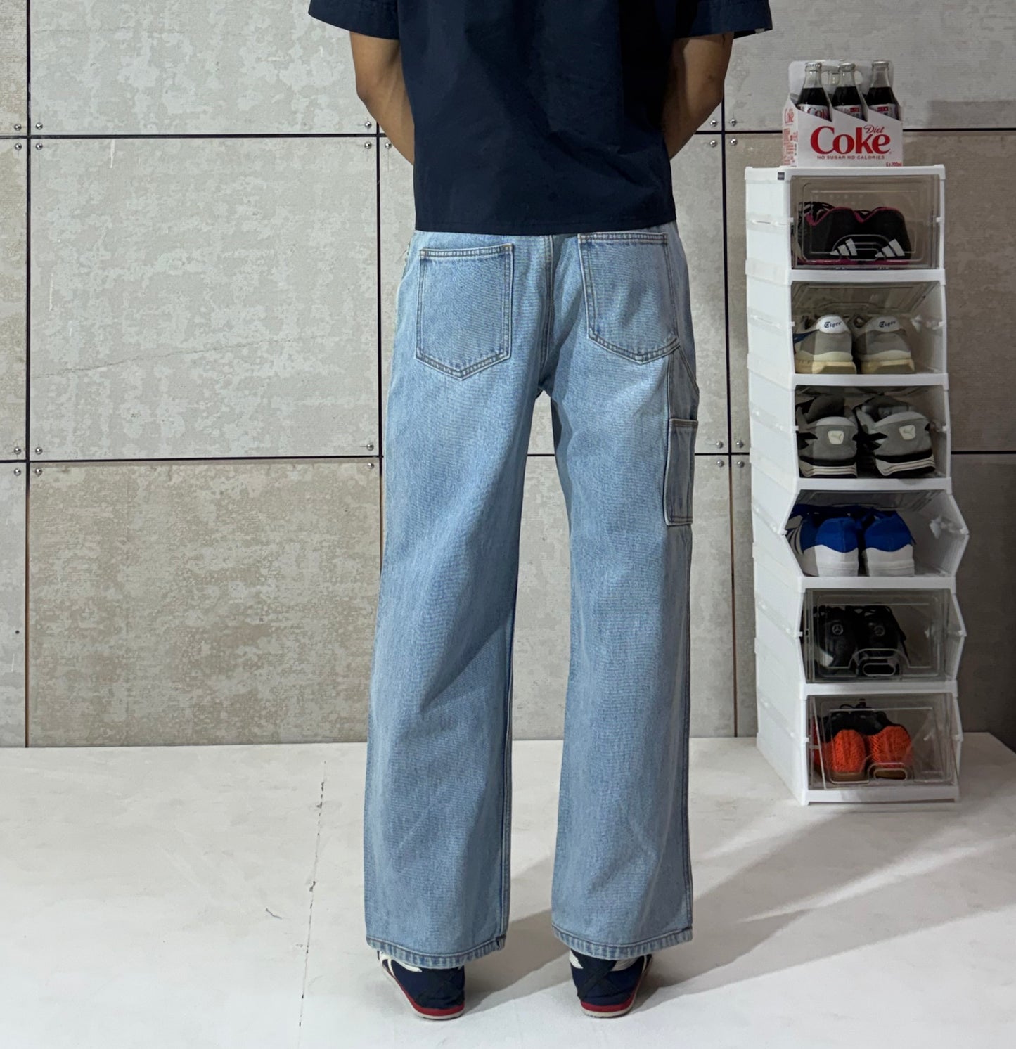 Men's Vintage Distressed Wide-Leg Denim Jeans