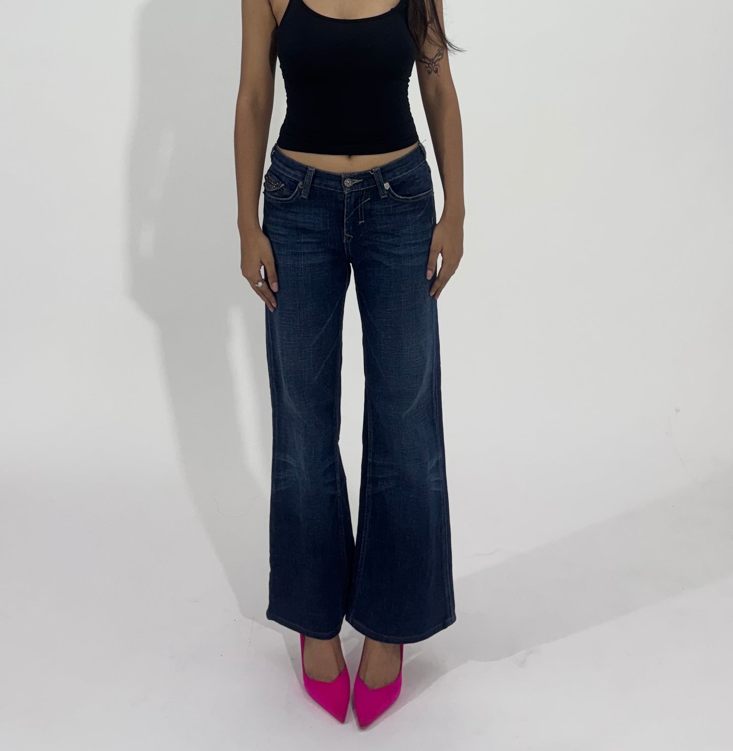 Wide-Leg Dark Wash Women's Jeans