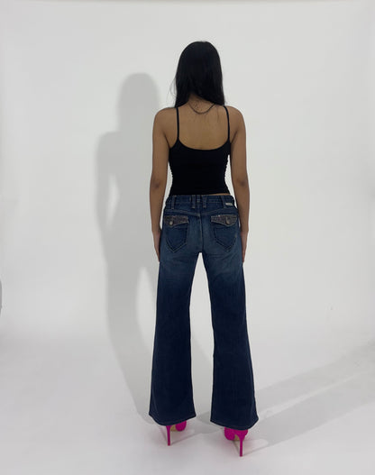 Wide-Leg Dark Wash Women's Jeans