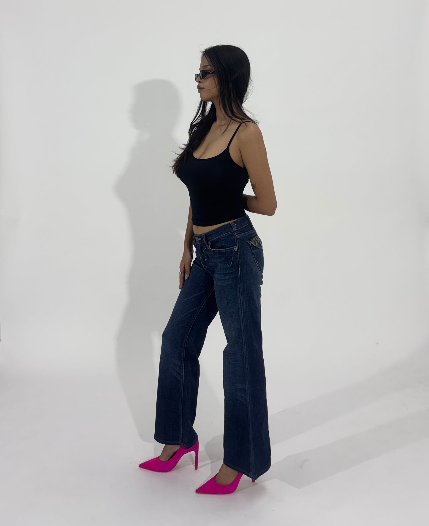 Wide-Leg Dark Wash Women's Jeans