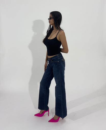 Wide-Leg Dark Wash Women's Jeans