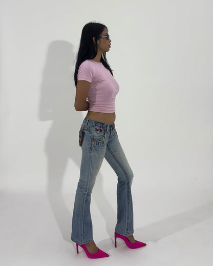 Embroidered Low-Rise Bootcut Women's Jeans