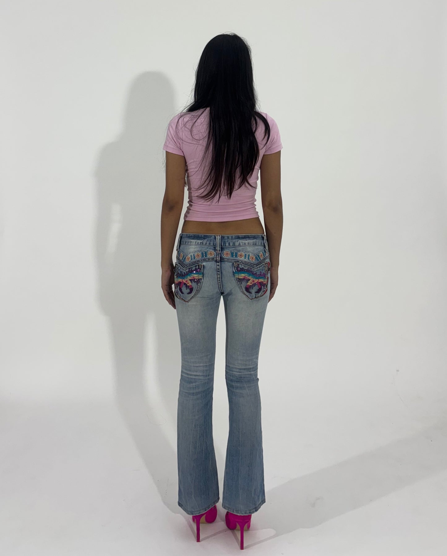 Embroidered Low-Rise Bootcut Women's Jeans