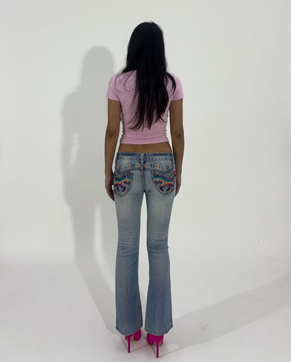 Embroidered Low-Rise Bootcut Women's Jeans