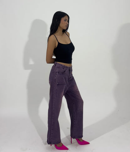 Vintage Wash Utility Wide Leg Women's Jeans