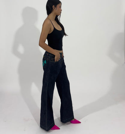 Dark Wash Wide-Leg Women's Jeans