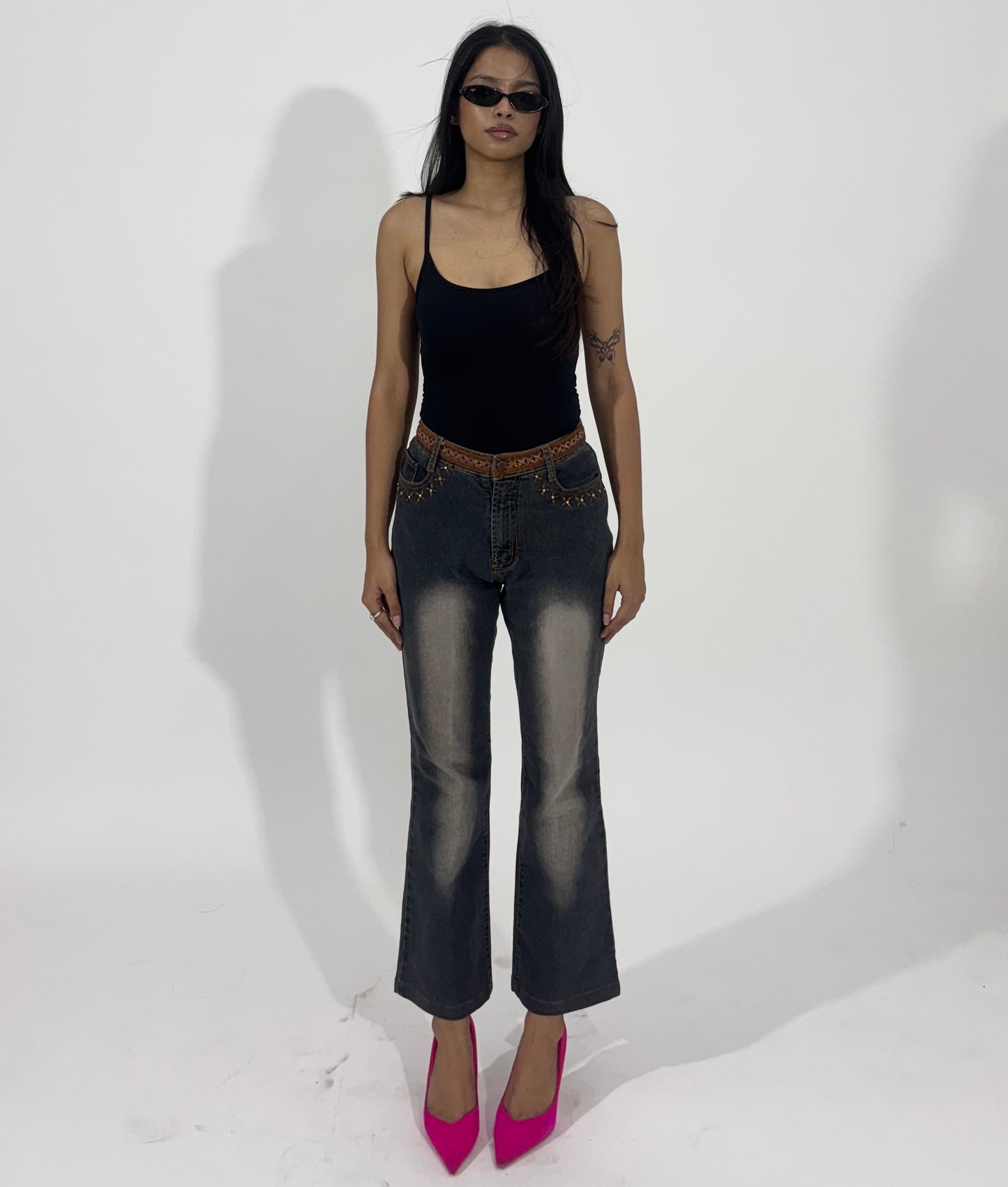 Vintage Wash Cropped Flare Women's Jeans
