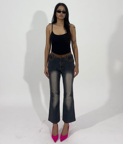 Vintage Wash Cropped Flare Women's Jeans