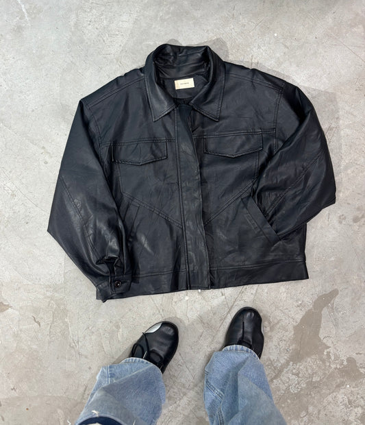 Unisex Jacket 90s Black Leather Utility