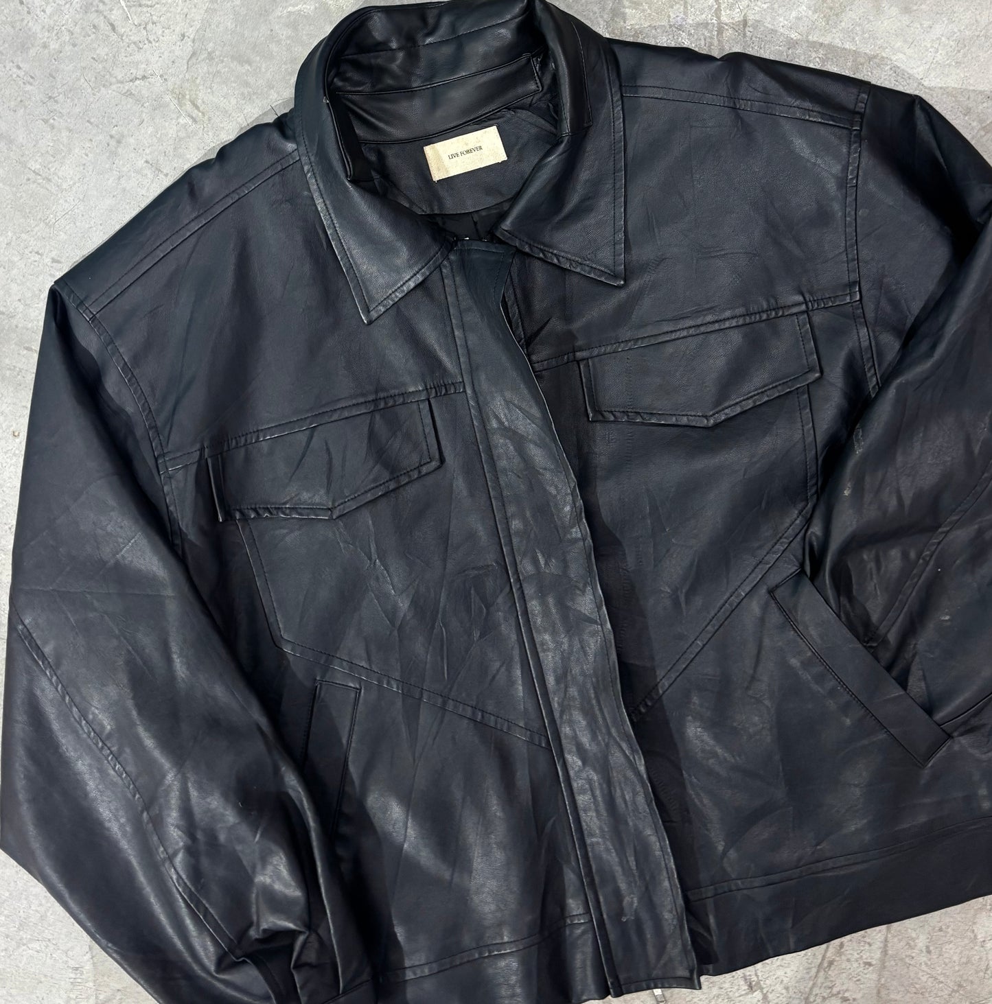 Unisex Jacket 90s Black Leather Utility