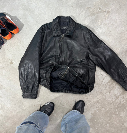 Unisex Jacket Vintage Black Leather Bomber