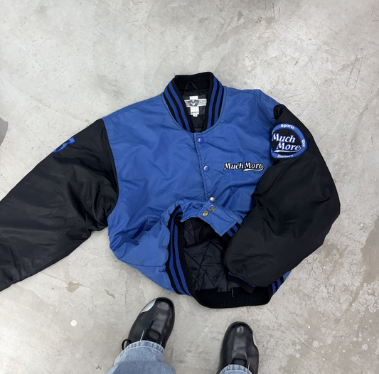 Vintage Puffer Varsity Jacket - Blue/Black