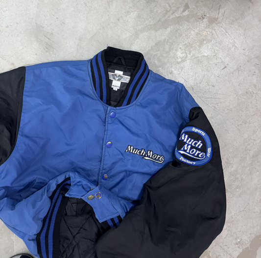 Vintage Puffer Varsity Jacket - Blue/Black