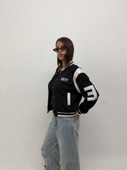 Vintage Unisex Black & White Varsity Jacket