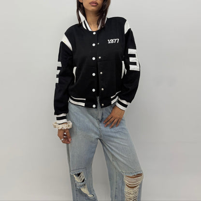 Vintage Unisex Black & White Varsity Jacket