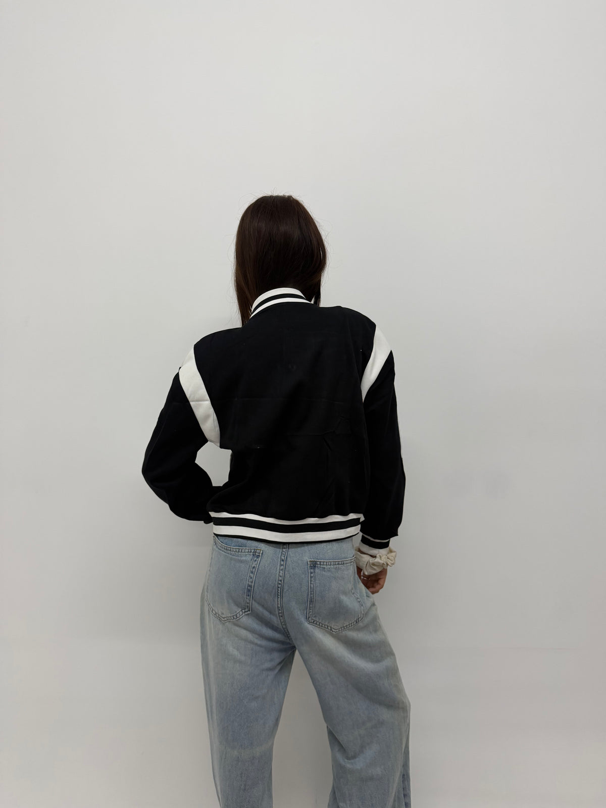 Vintage Unisex Black & White Varsity Jacket