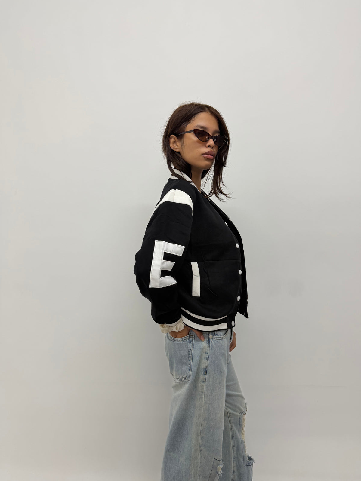 Vintage Unisex Black & White Varsity Jacket