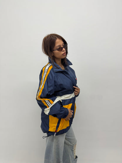 Unisex Vintage Blue and Yellow Oversized TH Windbreaker Jacket