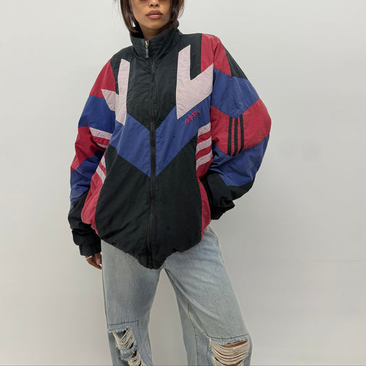 Unisex Vintage Maroon and Black Colorblock Windbreaker Jacket