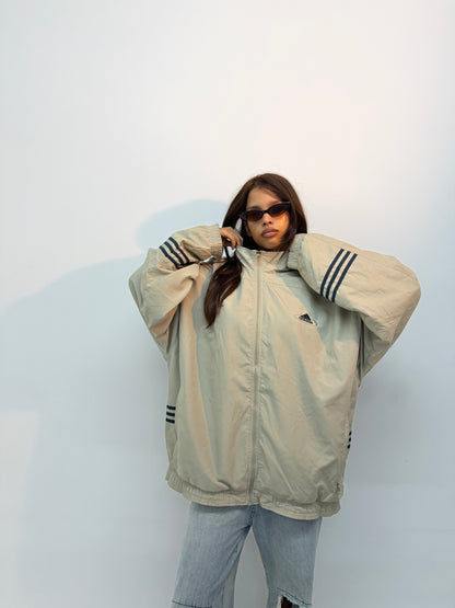 Vintage Unisex Beige Oversized Letterman Bomber Jacket