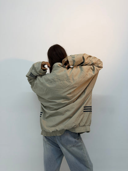 Vintage Unisex Beige Oversized Letterman Bomber Jacket