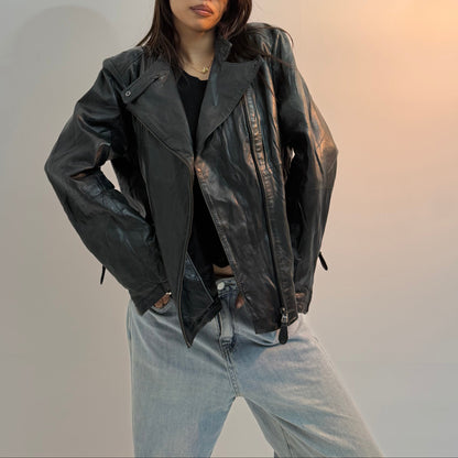 Vintage Black Asymmetrical Moto Unisex Leather Jackets