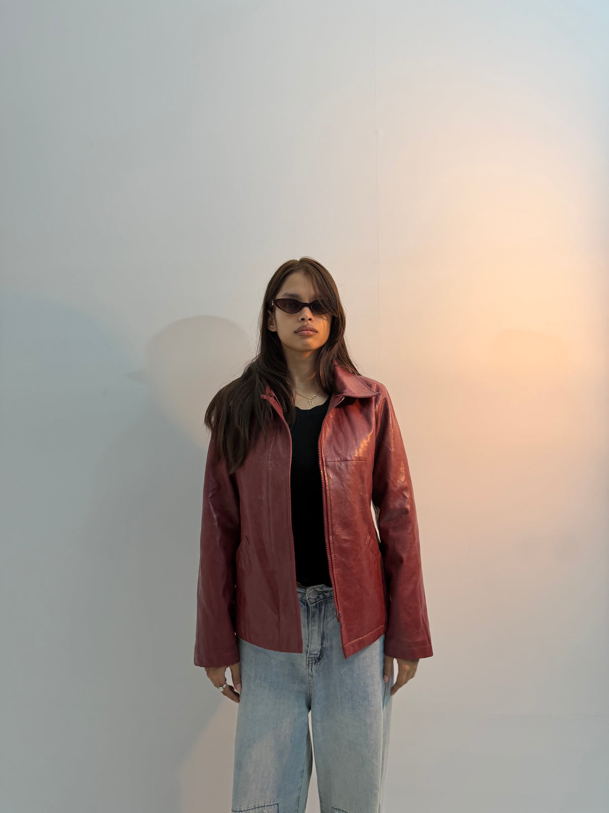 Vintage Red Asymmetrical Moto Unisex Leather Jacket