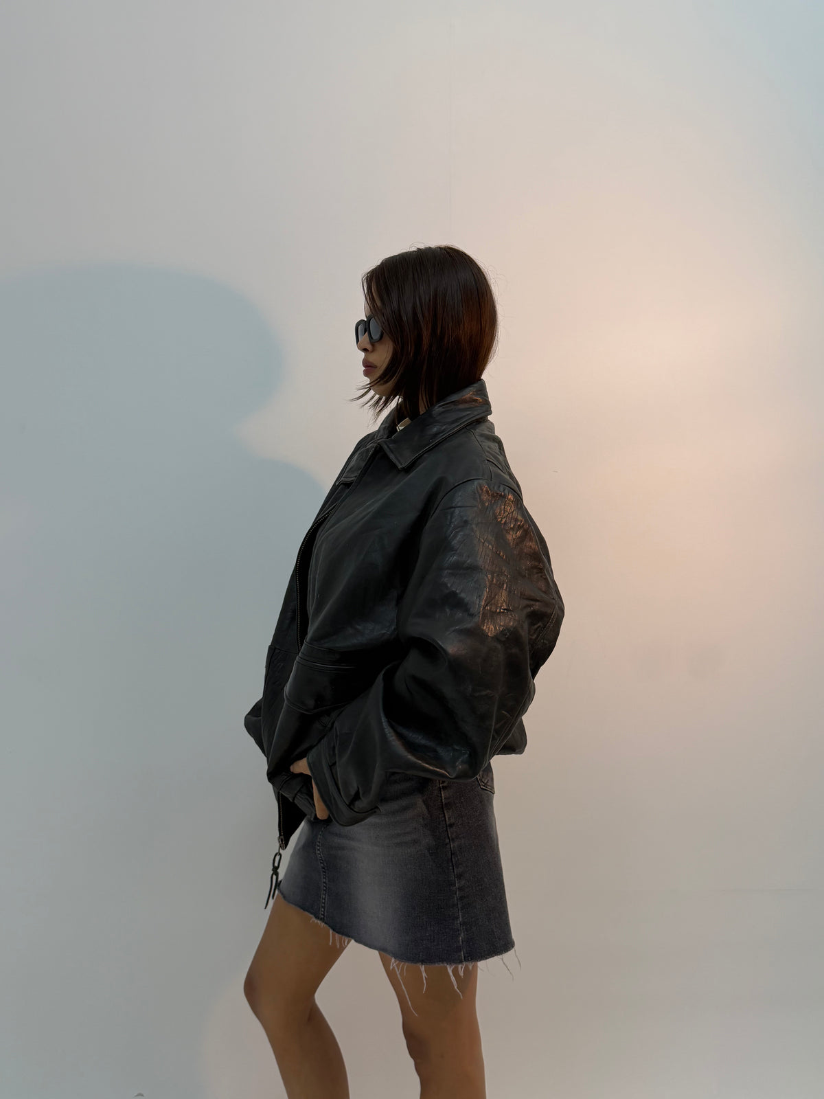 Vintage Black Urban Utility Bomber Jacket