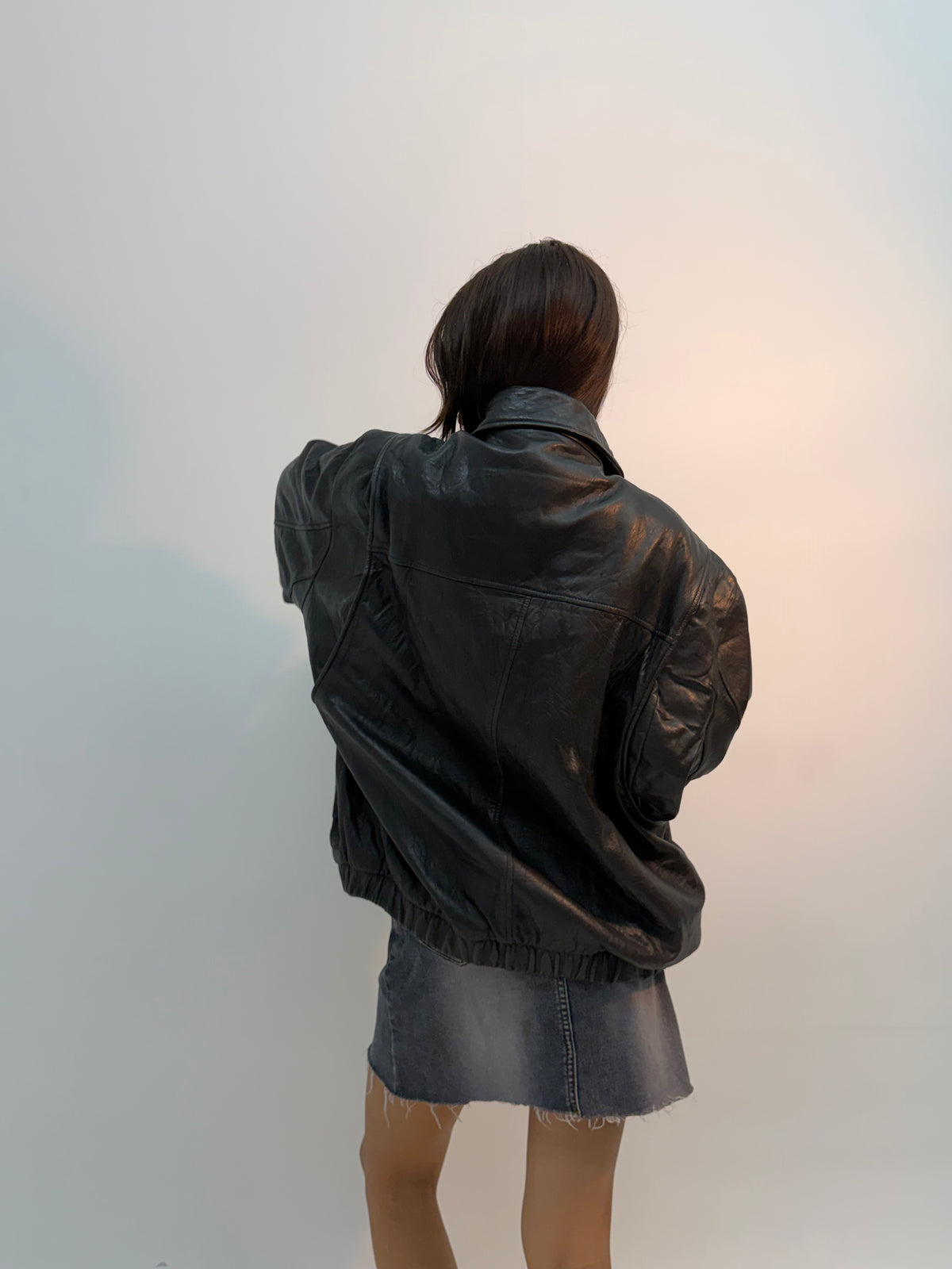 Vintage Black Urban Utility Bomber Jacket