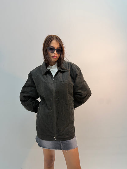 Vintage Black Urban Utility Bomber Jacket