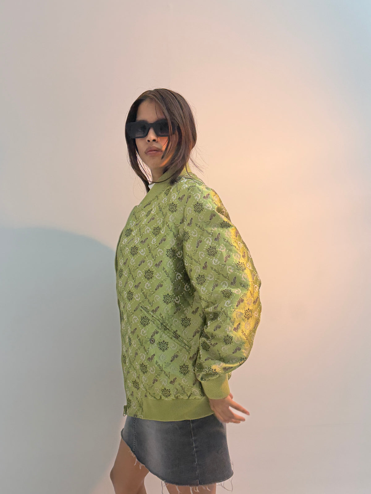 Vintage Olive Paisley Print Unisex Bomber Jacket